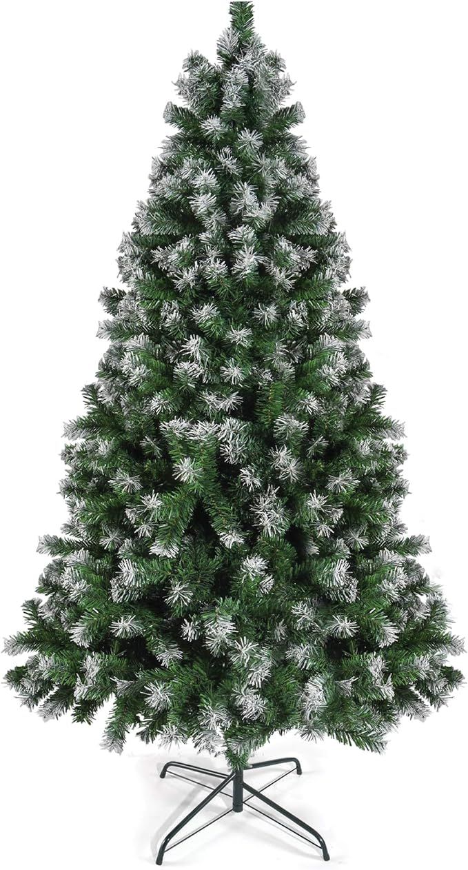 Prextex Premium 6 ft Artificial Christmas Tree - Flocked Christmas Tree 6ft Frosted Christmas Tre... | Amazon (US)