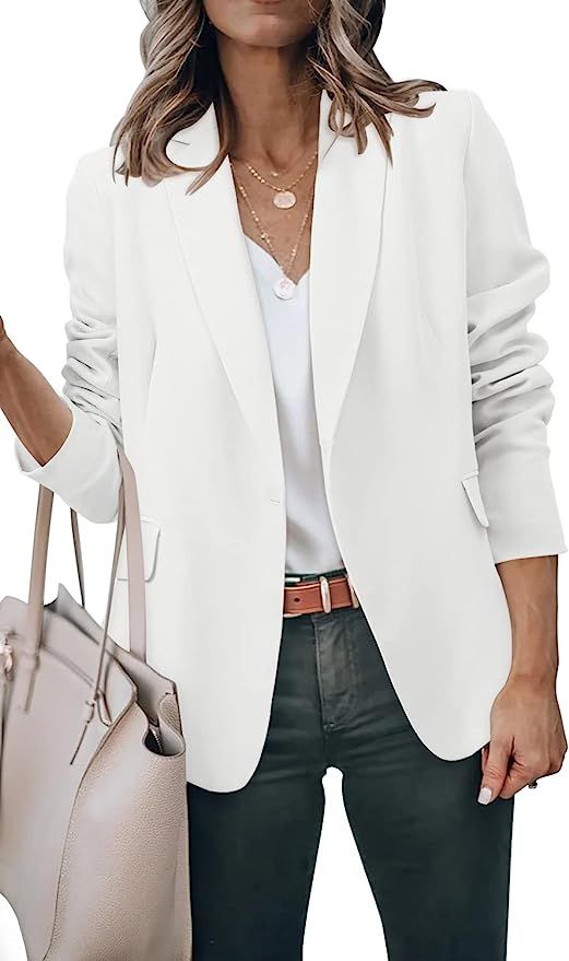ZDLONG Women's Casual Lightweight Blazer Jacket Suits Lapel Long Sleeve for Daily/Work | Amazon (US)