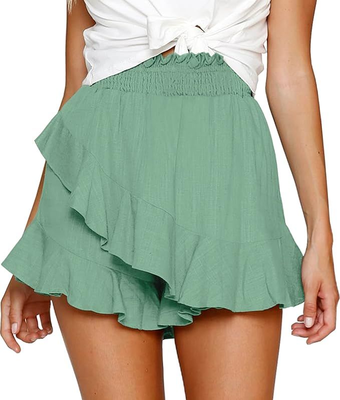 FRTROIN Skorts Skirts for Women Skater Mini Wrap Skirt Beach Flowy Linen Cotton High Waisted Shor... | Amazon (US)