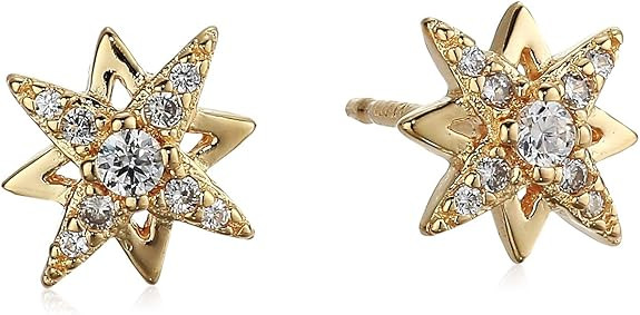 Amazon Collection Gold and Rhodium Plated Sterling Silver Cubic Zirconia Earrings | Amazon (US)