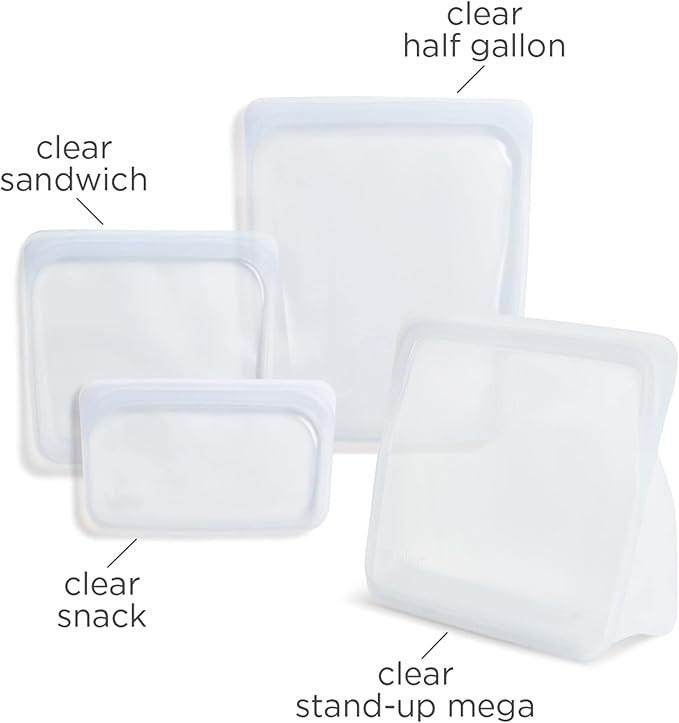Stasher Silicone Reusable Storage Bag, Bundle 4-Pack Small (Clear) | Food Meal Prep Storage Conta... | Amazon (US)