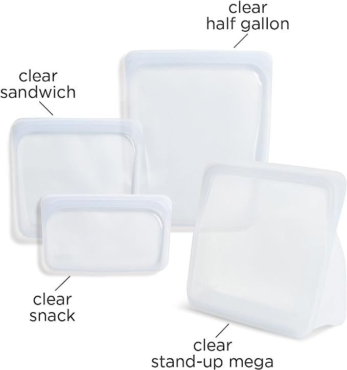 Stasher Silicone Reusable Storage Bag, Bundle 4-Pack Small (Clear) | Food Meal Prep Storage Conta... | Amazon (US)