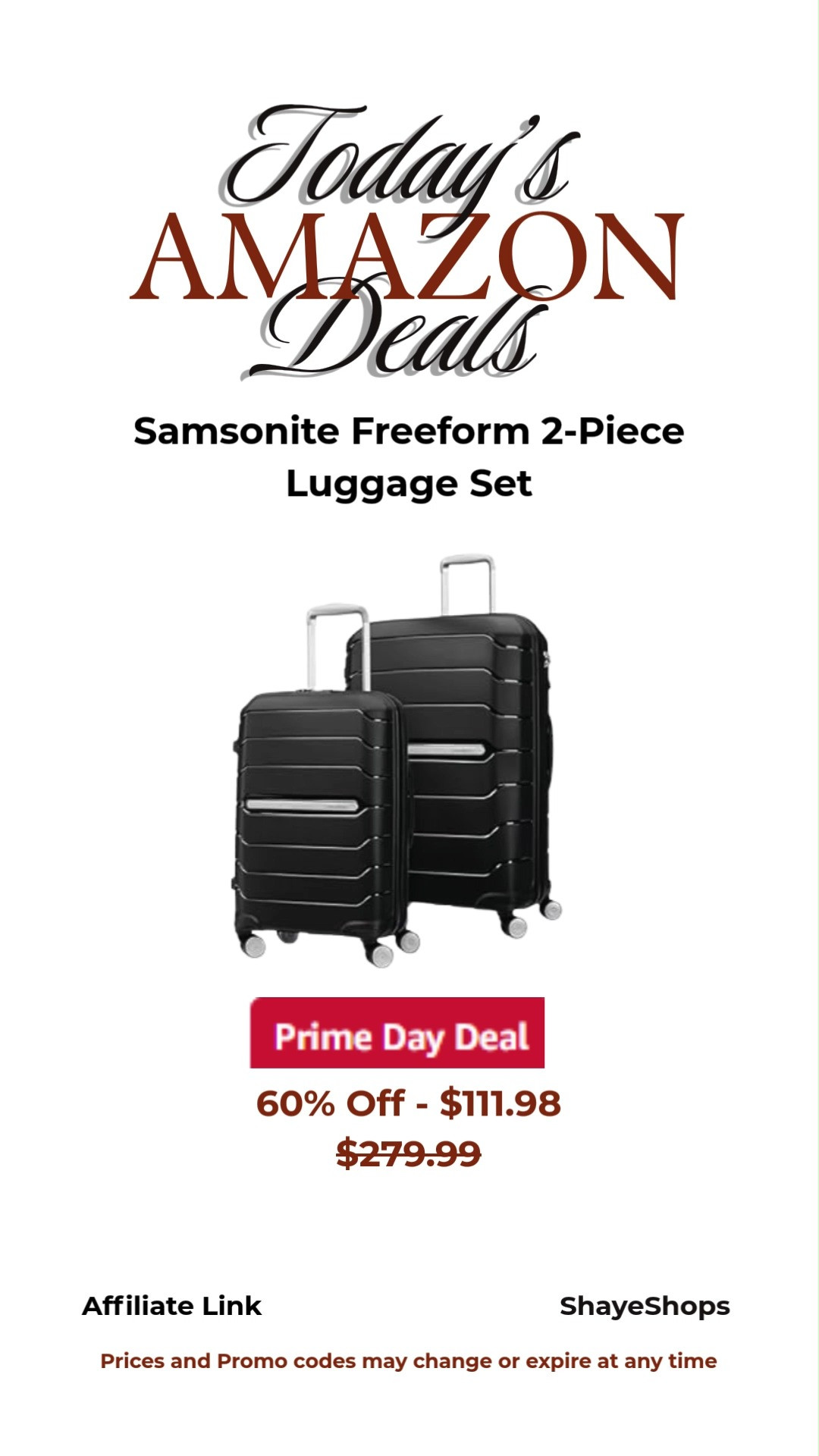 Samsonite Freeform 2-Piece Luggage Set - Carry-On & Large Checked Luggage with Dual Spinner Wheels - Durable Polypropylene Hardshell - TSA Lock, Airline-Approved - Expandable Hard Shell, Travel, Prime Day Deal 

 #LTKSaleAlert #LTKTravel