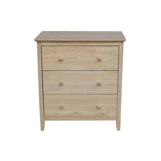 Brooklyn 3-Drawer Unfinished Wood Chest of Drawers | The Home Depot