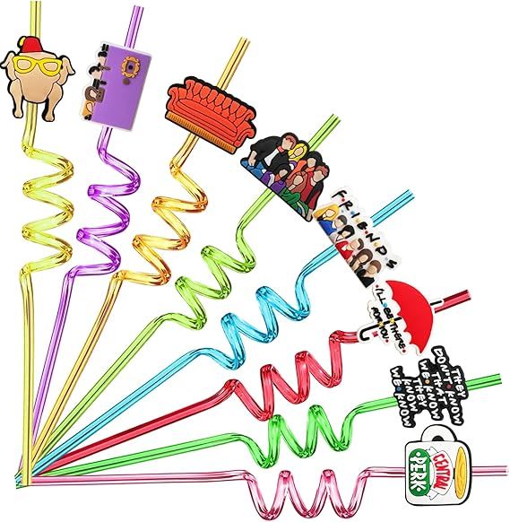 24Pcs Friends Party Favors Straws,8 Designs Reusable Friends Party Decoration Straws,Great for Fr... | Amazon (US)