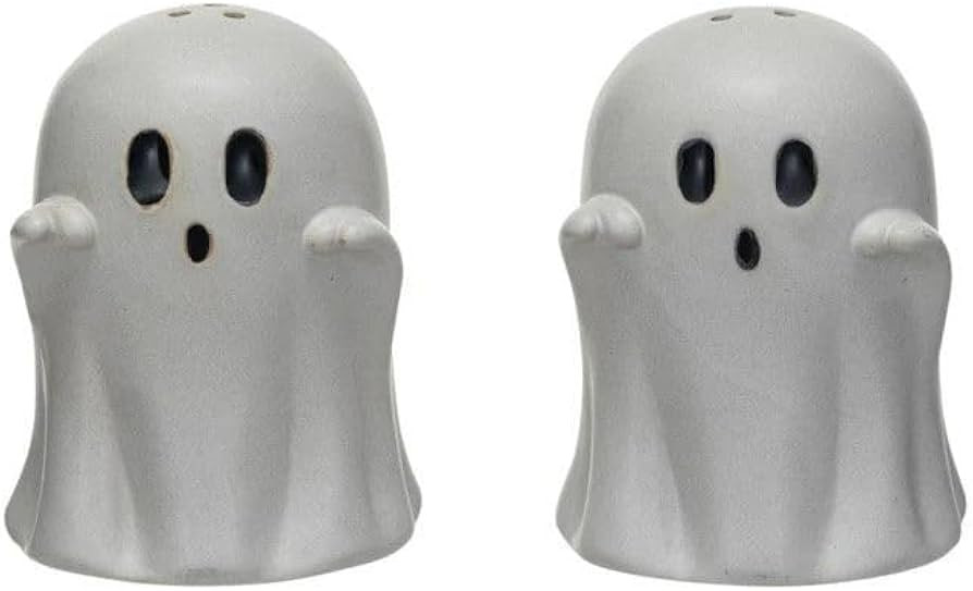 Embossed Stoneware Ghost Shaped Salt & Pepper Shakers, Set of 2 | Amazon (US)