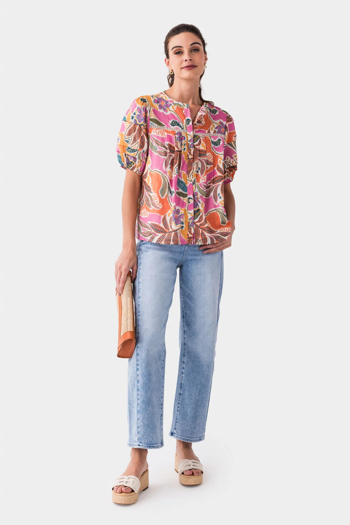 Fate Tuck Detail Lace Insert Short Sleeve Blouse | Social Threads