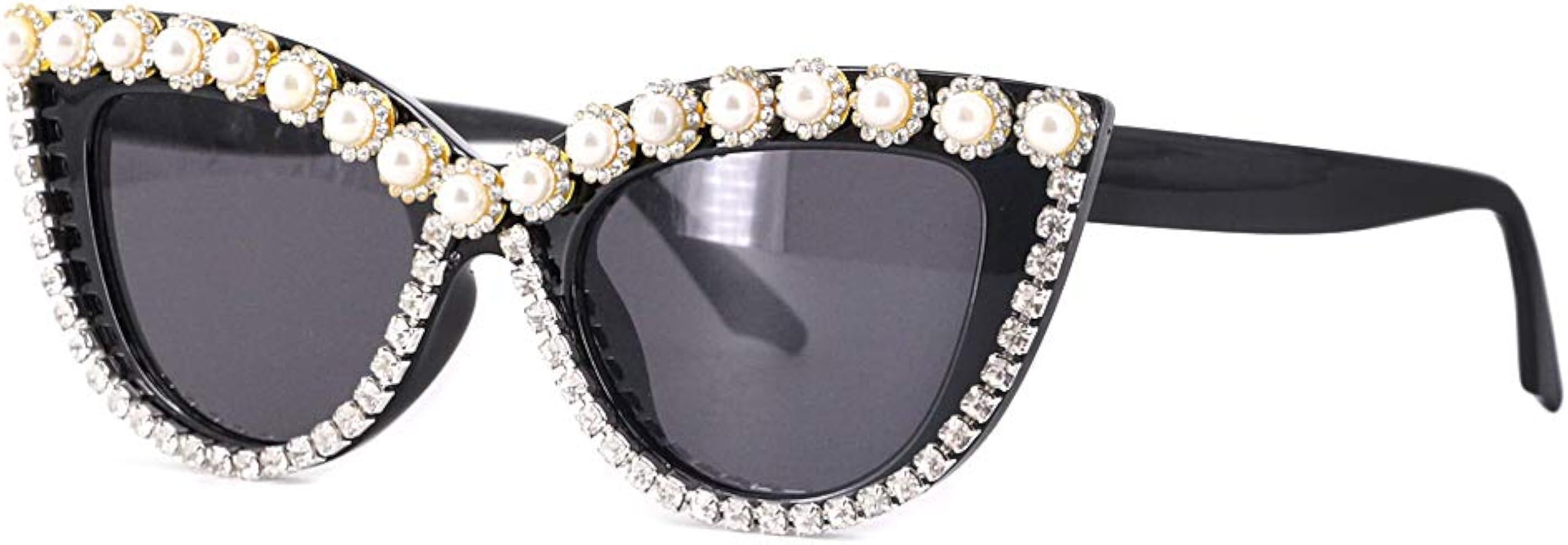 Naimo Sparkling Crystal Cat Eye Sunglasses UV Protection Rhinestone Sunglasses | Amazon (US)