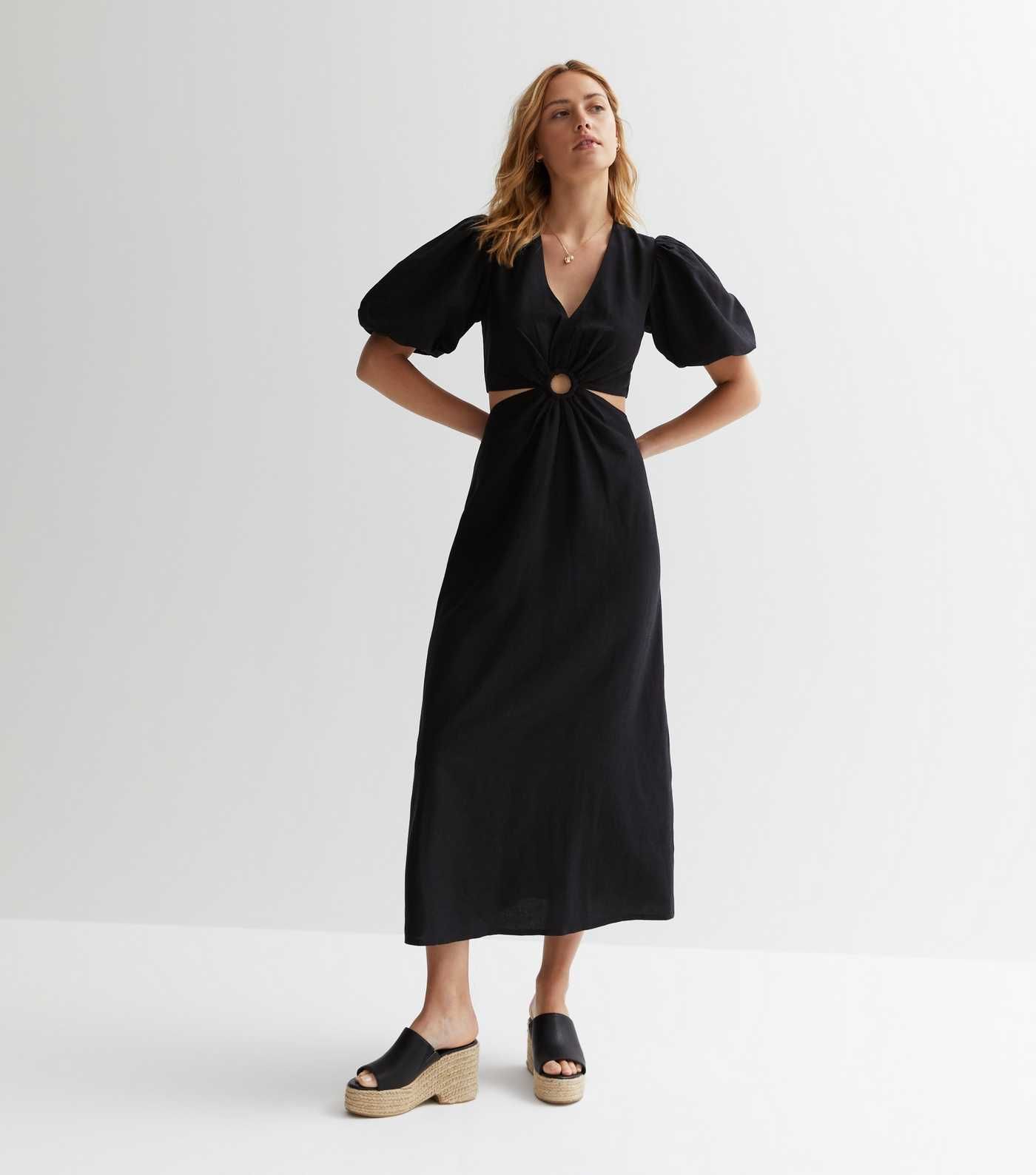 Black Cut Out Short Sleeve Midaxi Dress
						
						Add to Saved Items
						Remove from Saved I... | New Look (UK)