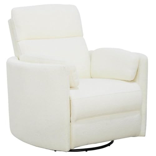 Parker Living Radius Contemporary Chenille Fabric Power Swivel Glider Recliner with Luxurious Foam, USB Charger, Chaise-Style Footrest, 240-Degree Swivel, in Revel Oyster/White Finish | Amazon (US)