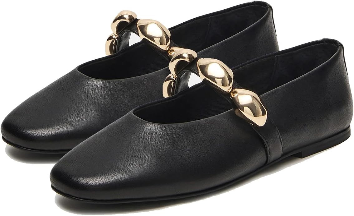 Mary Jane Ballet Flats for Women, Round Toe Mary Jane Strap Ballerina Flats Comfortable Dressy Fl... | Amazon (US)