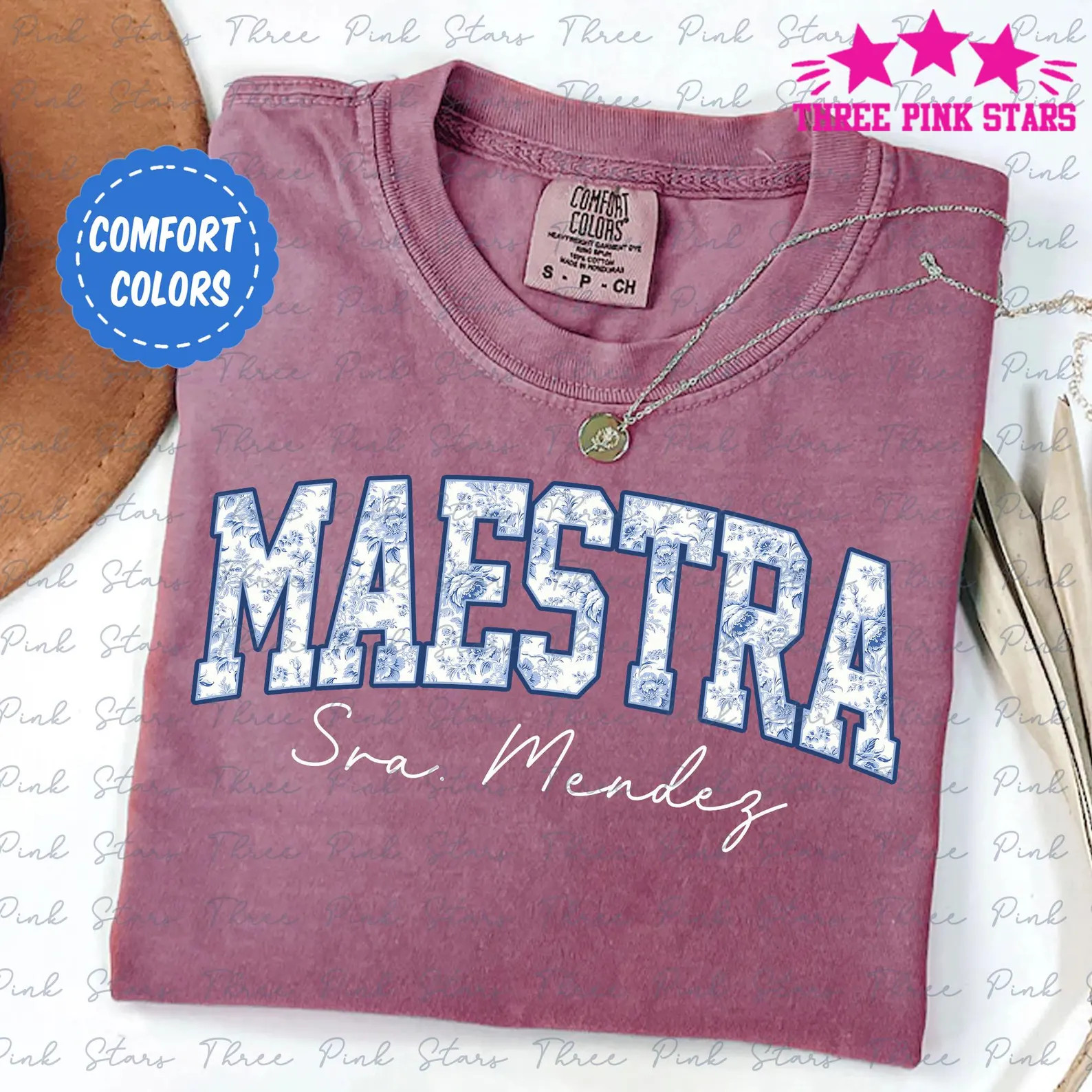 Personalized Maestra Comfort Colors Shirt, Custom Name Maestra Shirt, Teacher Bilingual Shirt, Sp... | Etsy (US)