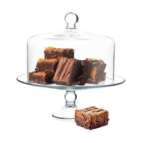 Libbey Selene Glass Cake Stand with Dome Lid, Elegant Curved Footed, Covered Cake Stand, Versatile Serving Dish for Variety of Desserts and More | Amazon (US)