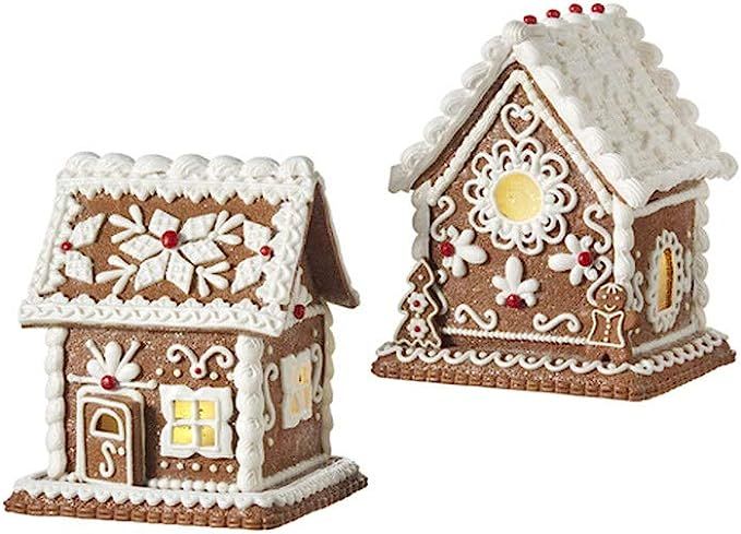 Amazon.com: RAZ Imports 2021 Holiday Spice 6.5-inch White Icing Lighted Gingerbread House Figurin... | Amazon (US)