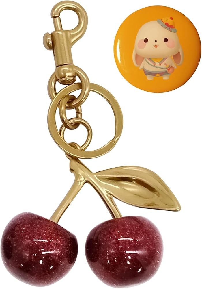 Cherry Bag Charm Keychain, Cute Cherry Charms for Purses and Bags, Cherry Keychains Accessory for... | Amazon (US)