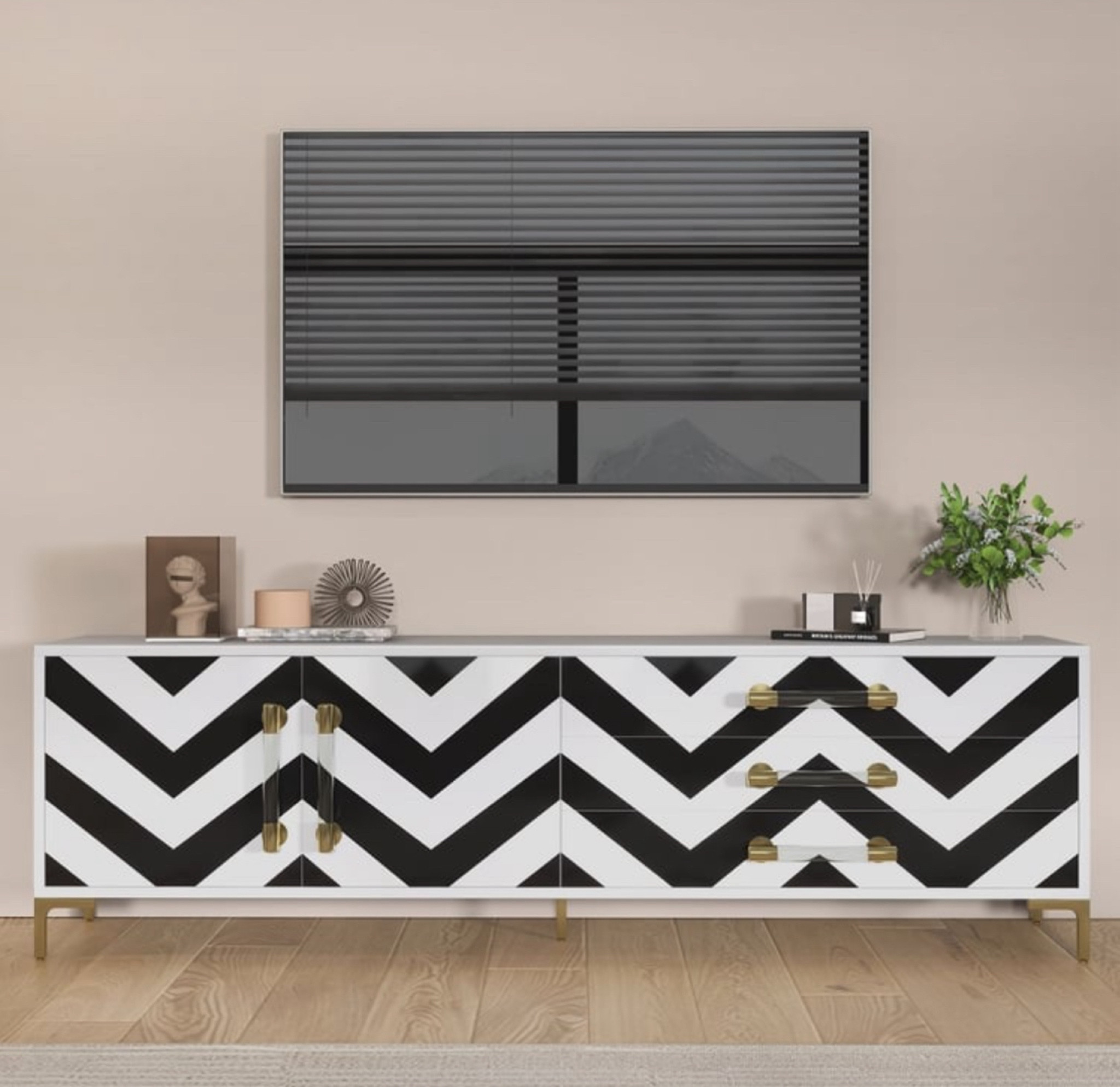 Waveo 79" Modern Black And White TV Stand With Drawers Storage For 85 Inch TV

#LTKHome #LTKStyleTip