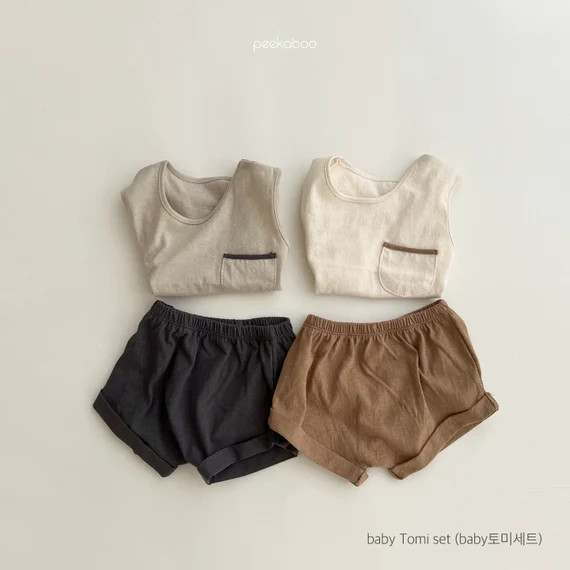 Baby Summer Basic Tee and Shorts Set T- Shirt And Shorts 2 Pieces Set Boys Girls Sleeveless Top w... | Etsy (US)