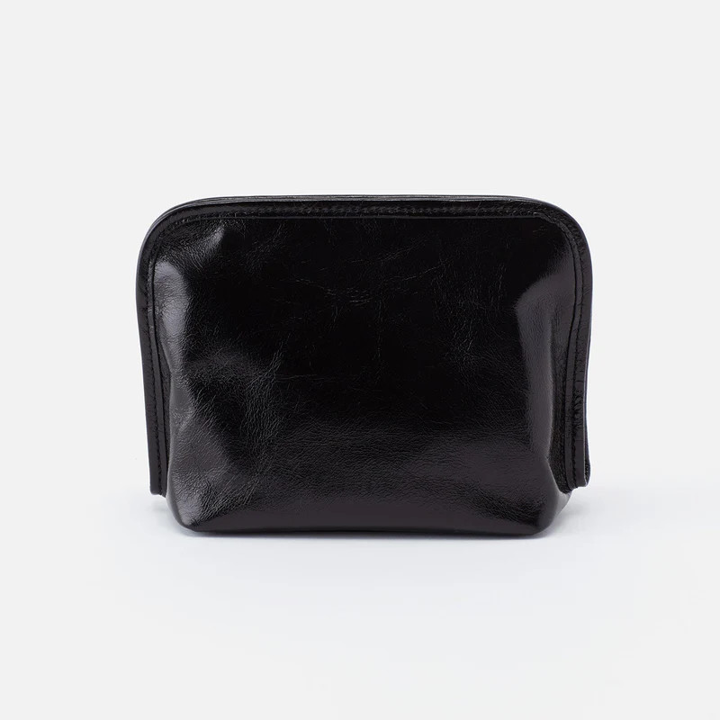 Beauty Cosmetic Pouch in Polished Leather - Black | HOBO Bags