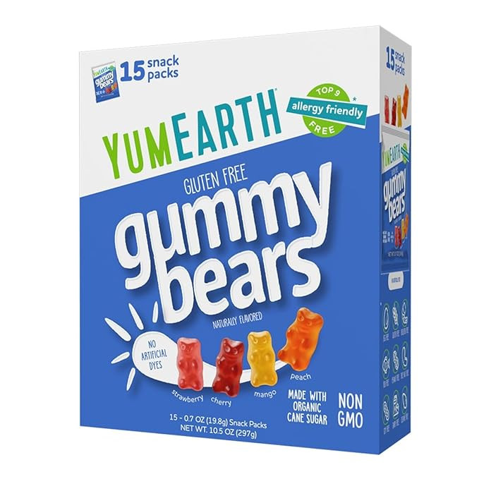 YumEarth Organic Gummy Bears - Fruity Gummy Candy Snack Packs, Gluten Free Snacks for Kids - Alle... | Amazon (US)