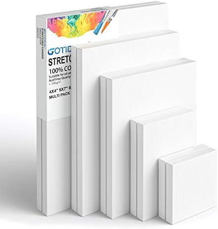 GOTIDEAL Stretched Canvas, Multi Pack 4x4", 5x7", 8x10",9x12", 11x14" Set of 10, Primed White - 1... | Amazon (US)