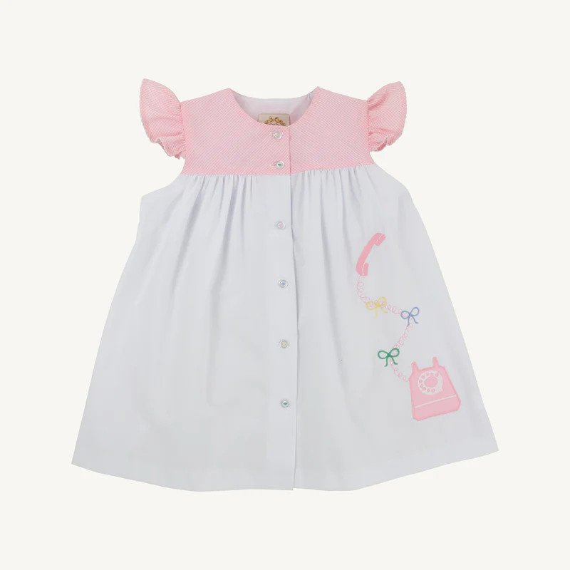 Angel Sleeve Tabitha's Teacher's Pet Dress - Worth Avenue White and Pi | The Beaufort Bonnet Company
