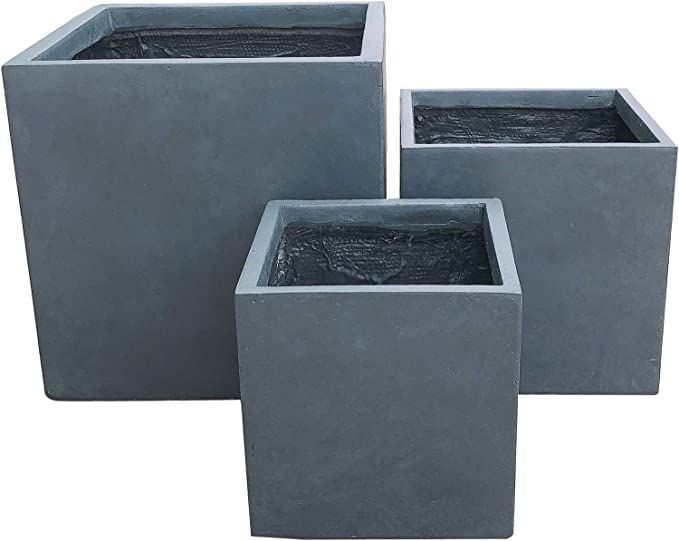 Kante RF0001ABC-C80021 Set of 3 Lightweight Modern Square Outdoor Planters, 16, 12 and 10 Inch Ta... | Amazon (US)