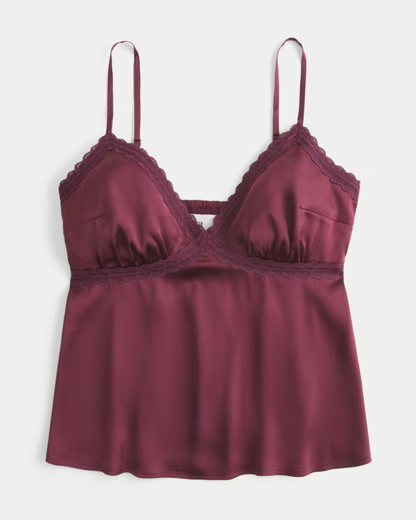 Easy Lace-Trim Satin Cami | Hollister (US)