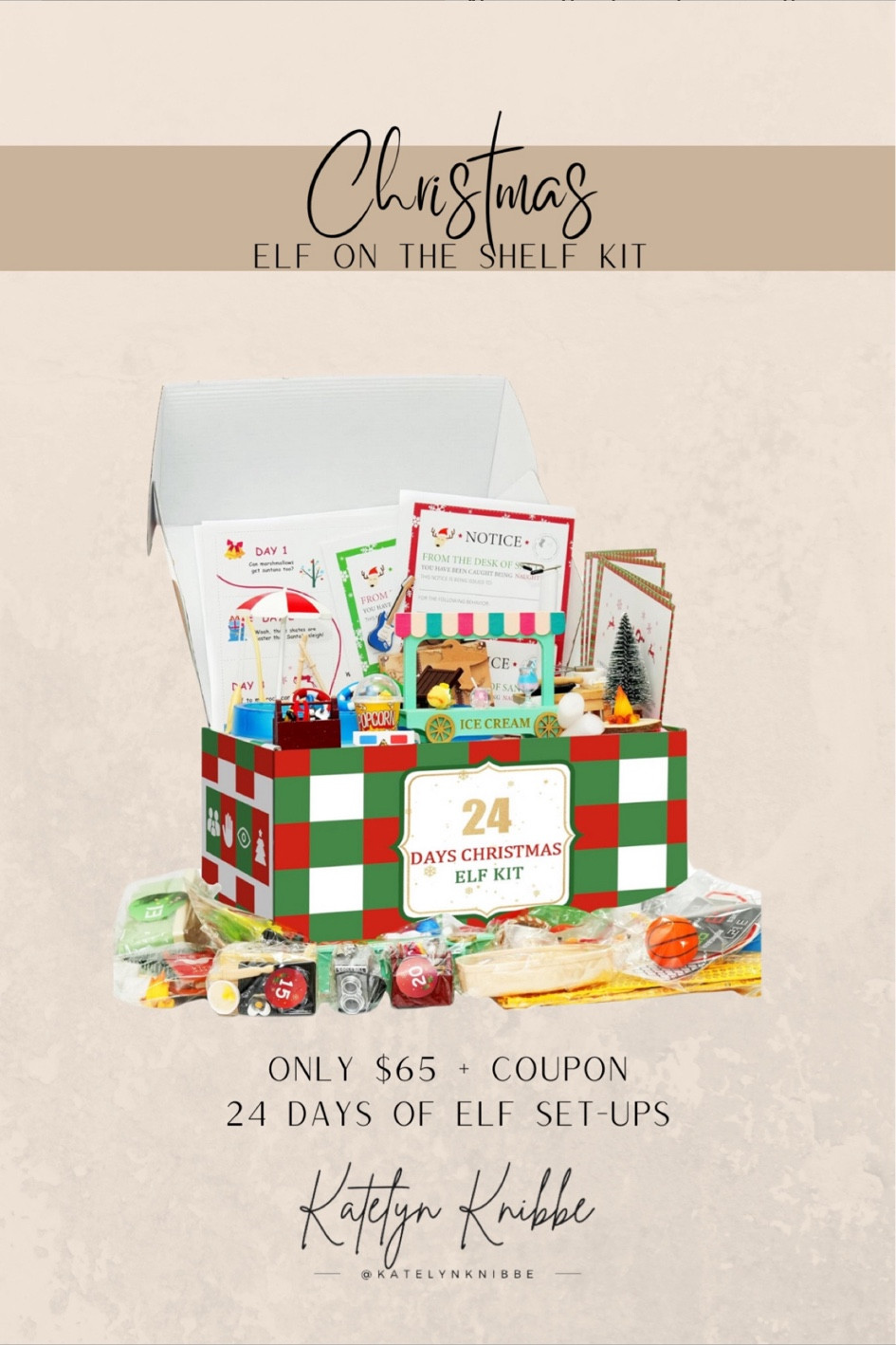 Elf on the shelf kit to make the Christmas season a little easier on you! Comes with 24 complete set ups for your elf to make the holidays magical. ❤️🎄

#LTKHome #LTKSeasonal #LTKHoliday