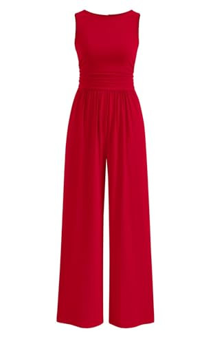 PRETTYGARDEN One Piece Jumpsuits for Women Dressy Casual Sleeveless Crewneck Wide Leg Rompers Jum... | Amazon (US)