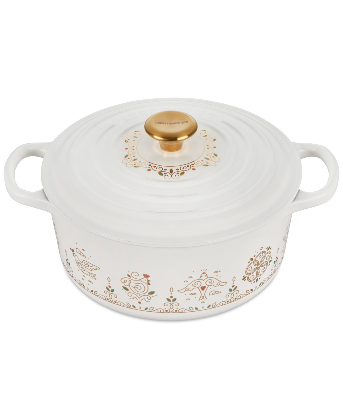 Le Creuset Enameled Cast Iron 12 days of Christmas Signature Round Dutch Oven, 3.5 qt. - White | Macy's
