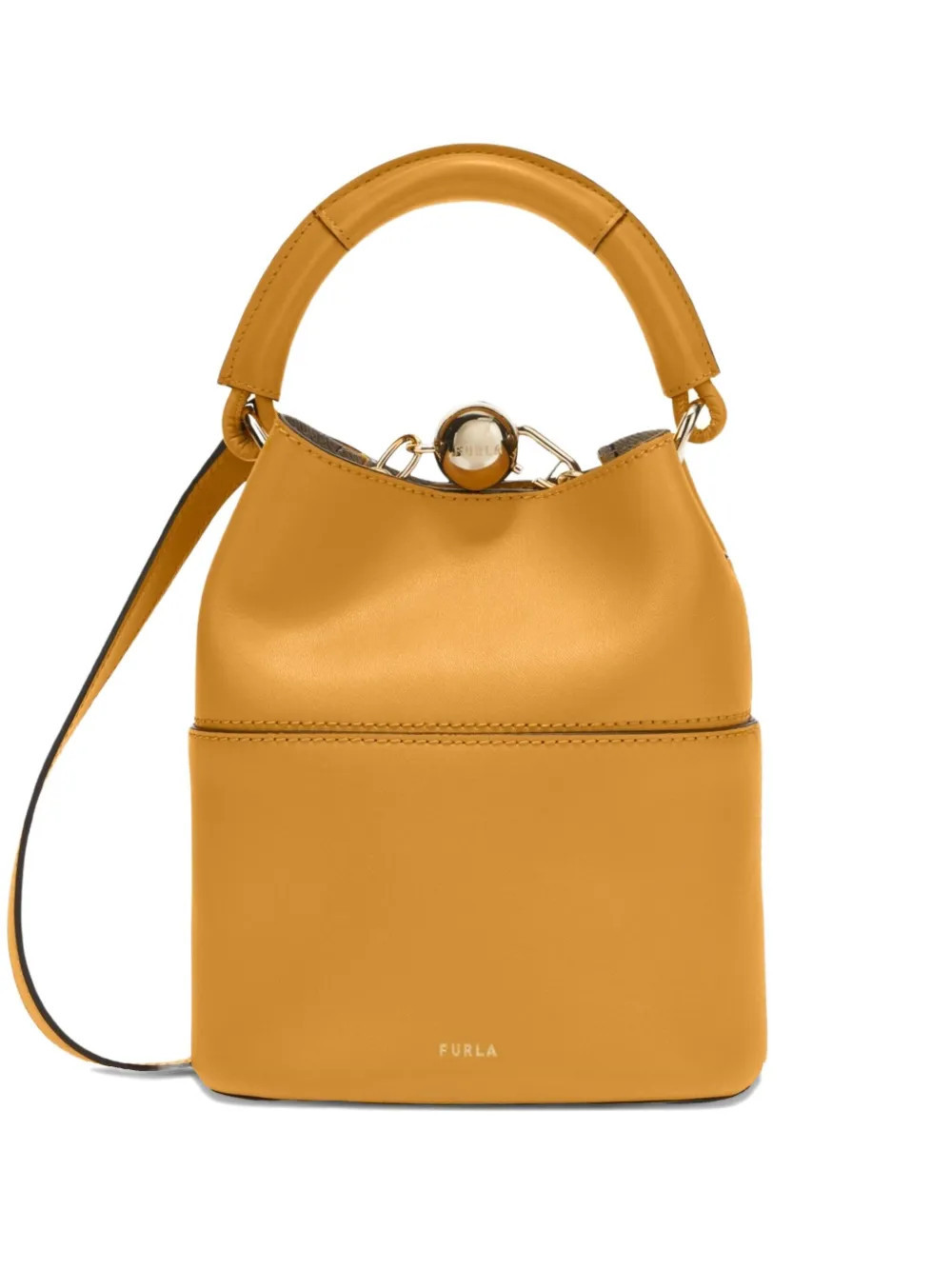 Furla mini Sfera leather bucket bag - Yellow | Farfetch Global