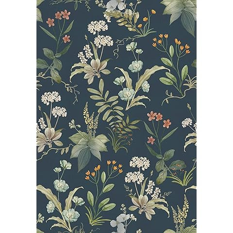 Vintage Floral Peel and Stick Wallpaper Navy Contact Paper for Cabinets and Drawers Self Adhesive... | Amazon (US)