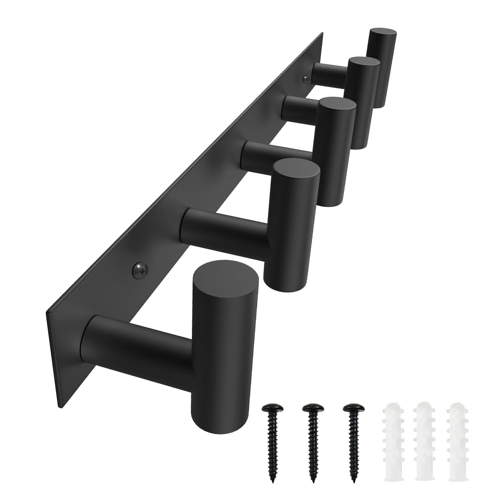 VAEHOLD Black Hat and Coat Wall Mount Rack 5 Hooks for Robes, Bags, Keys, and Towels Bathroom Tow... | Amazon (US)