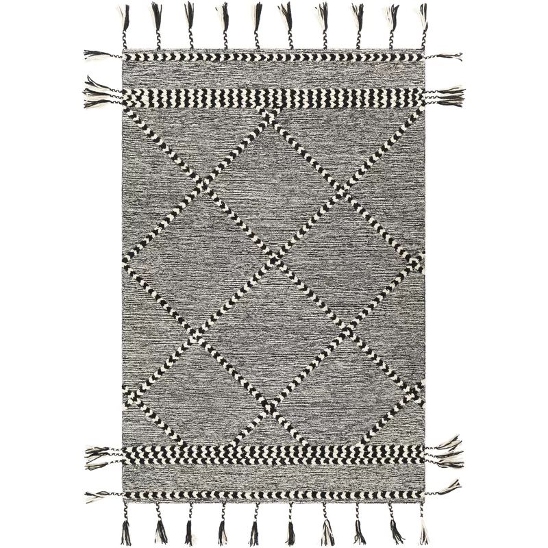 Hillyer Geometric Handmade Tufted Wool Black/Cream Area Rug | Wayfair North America