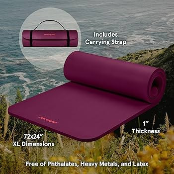 Retrospec Solana Yoga Mat 1" Thick w/Nylon Strap for Men & Women - Non Slip Exercise Mat for Home... | Amazon (US)