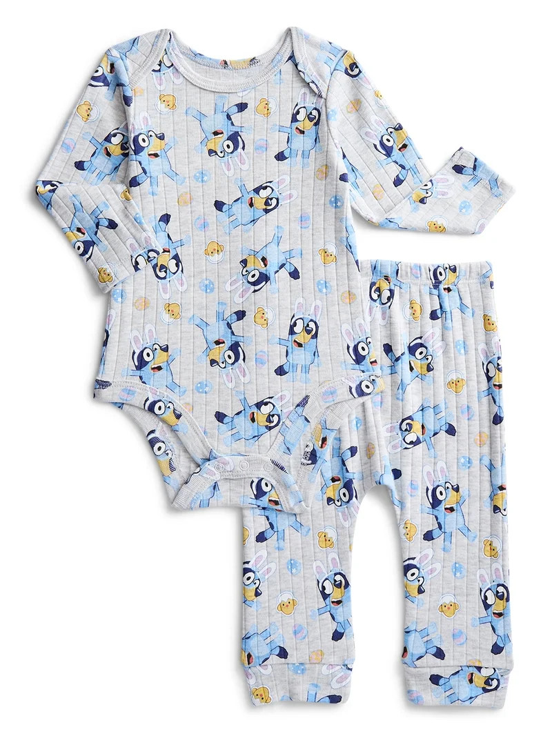 Bluey Unisex Baby Easter Long Sleeve Bodysuit with Matching Joggers, 2-Piece Set, Sizes Newborn-1... | Walmart (US)