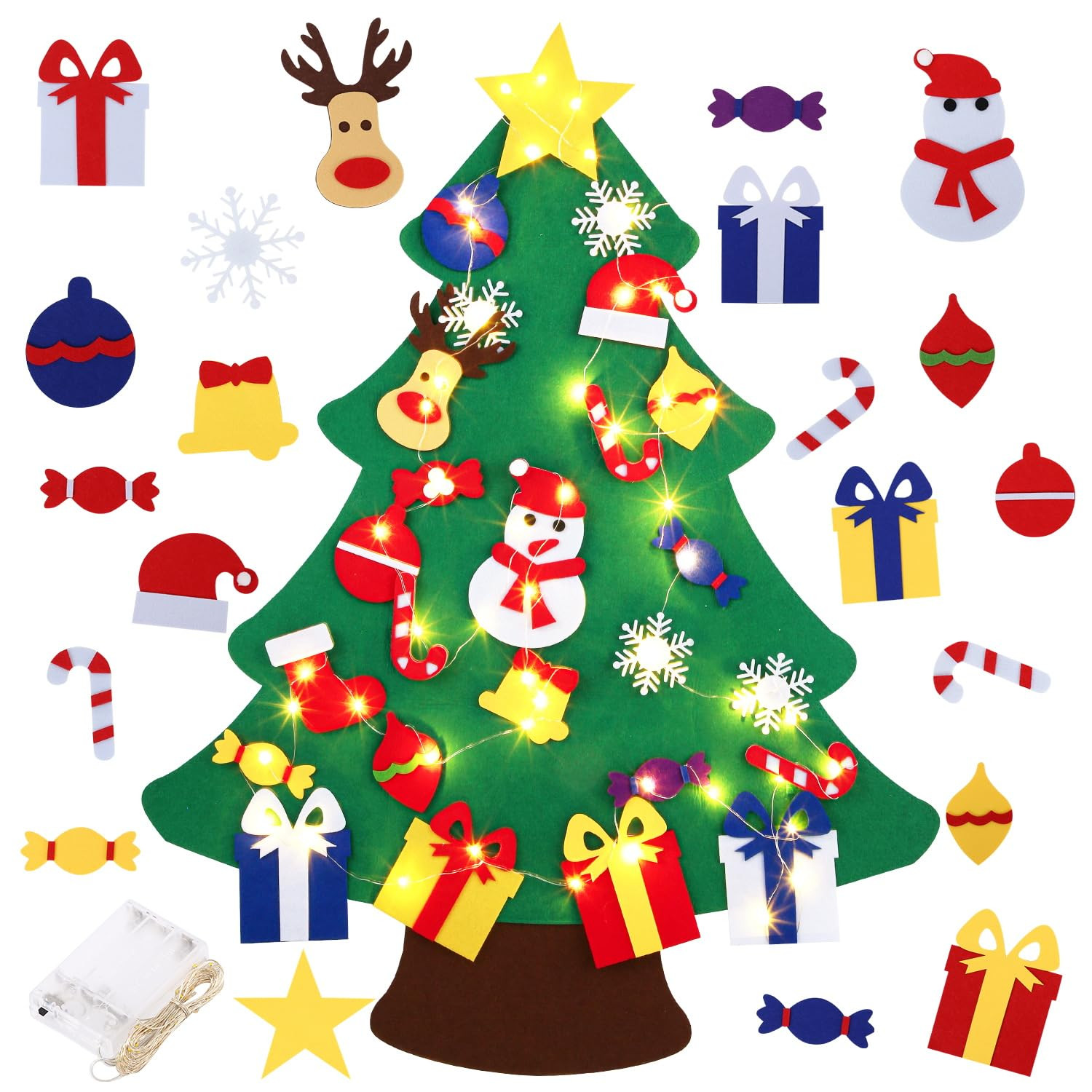 3FT DIY Felt Christmas Tree for Kids with 31pcs Detachable Ornaments,Wall Hanging Xmas Christmas ... | Amazon (US)