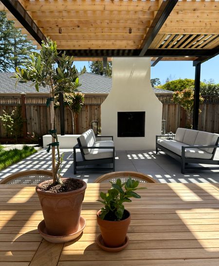 Outdoor living space furniture.

Outdoor furniture, patio furniture, outdoor couches, outdoor dining, backyard design 

#LTKhome #LTKSeasonal