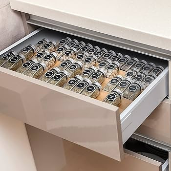 Mulush Bamboo Spice Rack Tray - 64 Jars Spice Drawer Organizer for Kitchen Cabinets Storage and O... | Amazon (US)