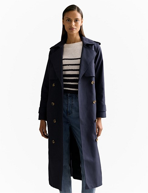 Trenery Cotton Longline Trench Coat | David Jones | David Jones (Australia & New Zealand)