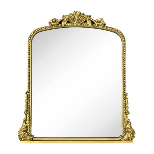 Traditional Antiqued Gold Ornate Frame Arch Mantel Vanity Rectangle Wall Mounted Mirror 30x34" | Walmart (US)