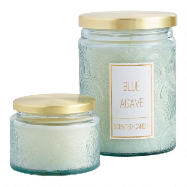 Blue Agave Filled Embossed Filled Jar Candle | World Market