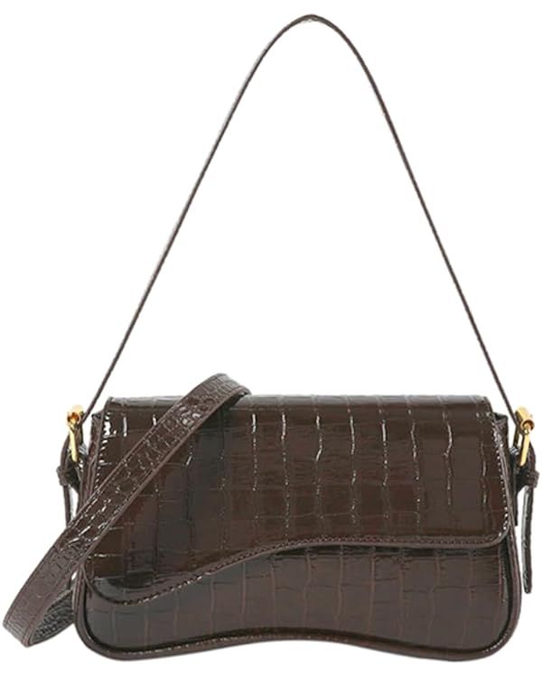 Small Shoulder Bag Y2K Purse for Women Crocodile Handbag Clutch Purse Classic Retro Crossbody Bag... | Amazon (US)