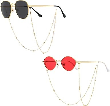 Veda Tinda Vision Women Square Sunglasses Oval Sunglasses with Chain Polarized Retro Small Metal ... | Amazon (US)