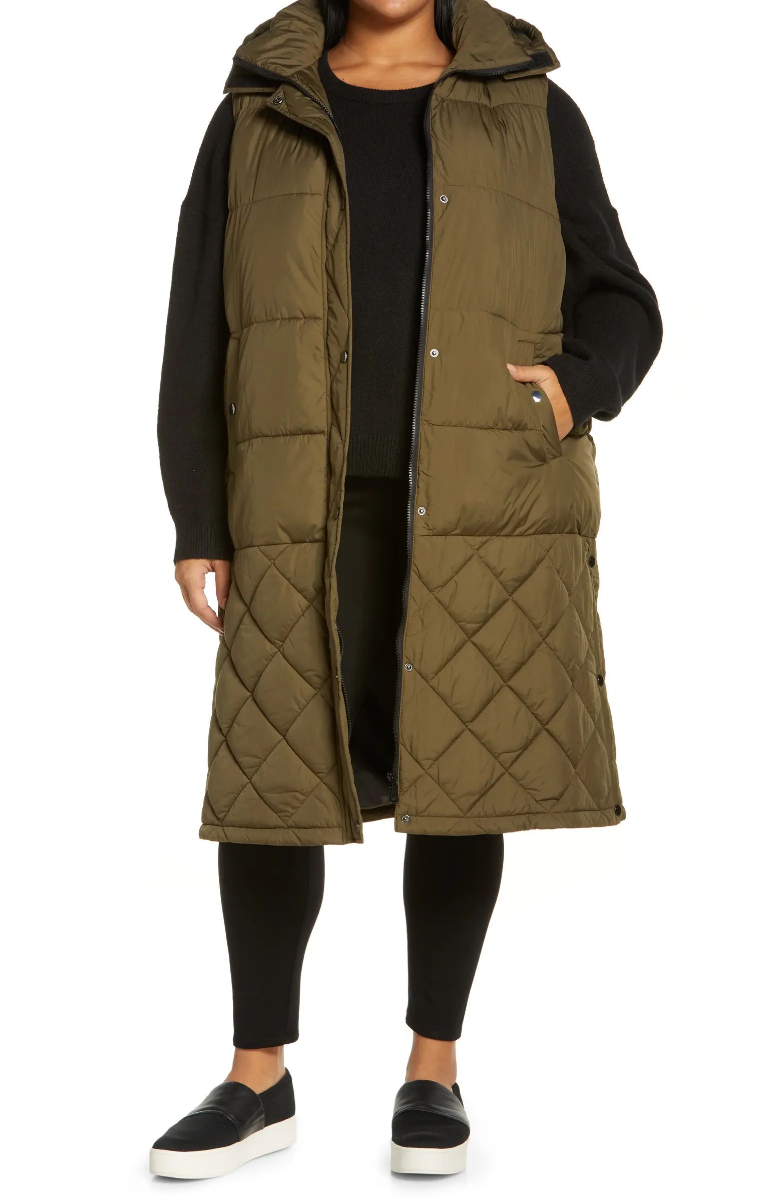 Mixed Quilt Hooded Puffer Vest | Nordstrom