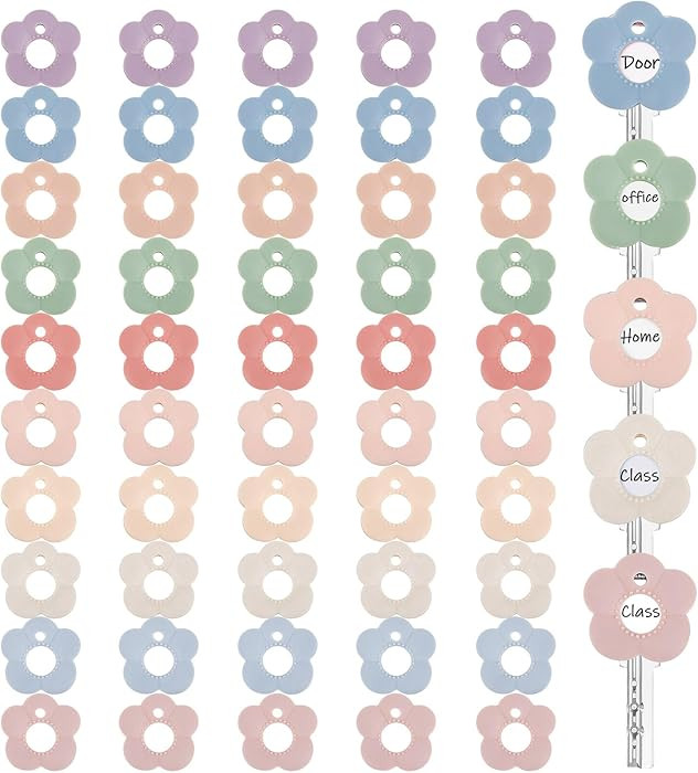 50 Pieces Colored Key Tags with Labels 1 Inch Cute Silicone Key Covers Caps Tag with Self Adhesiv... | Amazon (US)