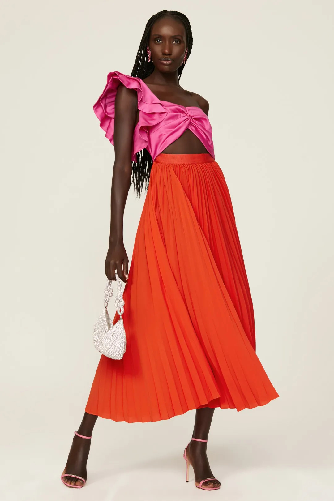 AMUR Pink Cleopatra Pleated Dress | Rent the Runway