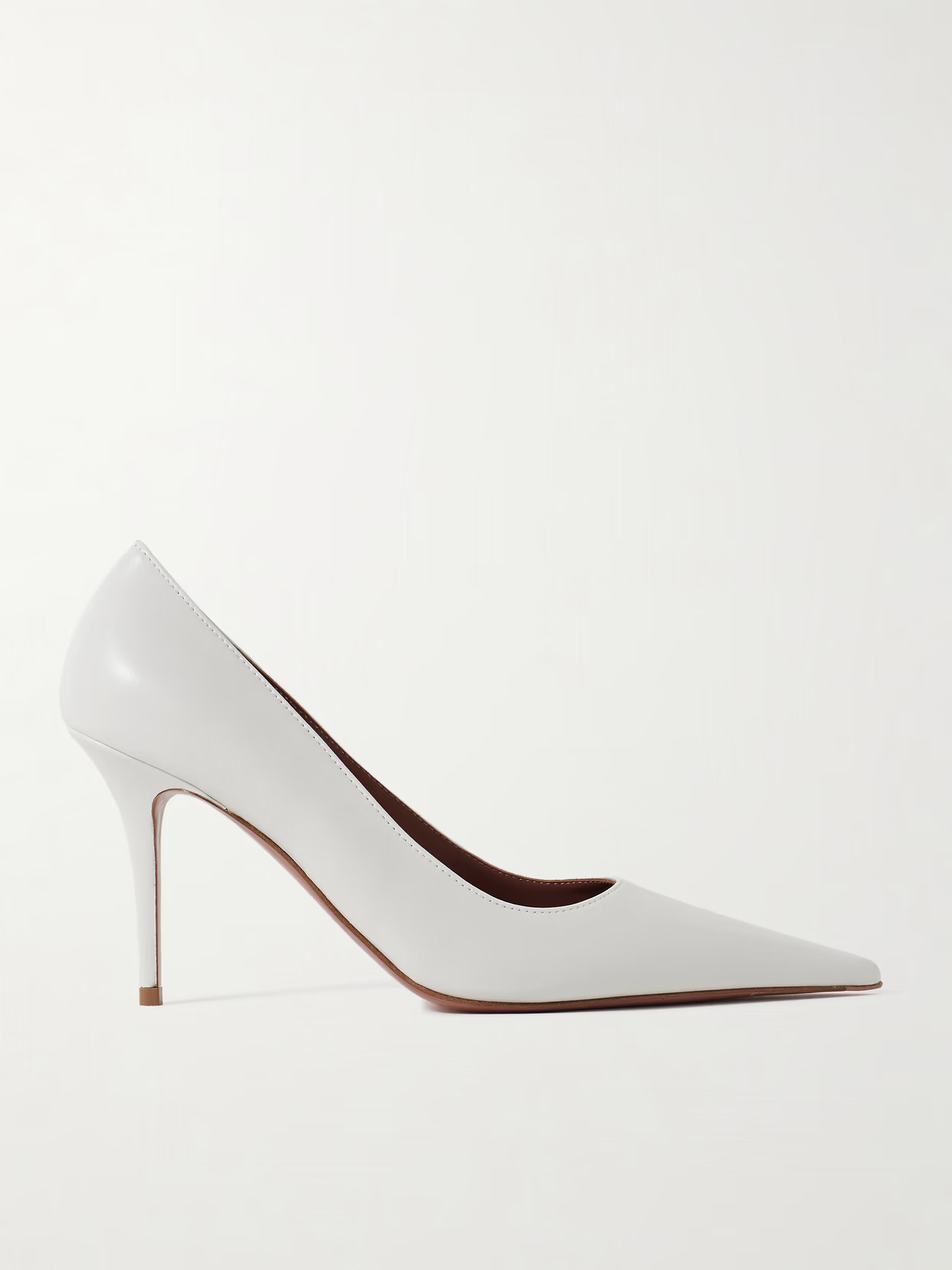 Amina Muaddi - Barbara Leather Pumps - White | NET-A-PORTER (US)