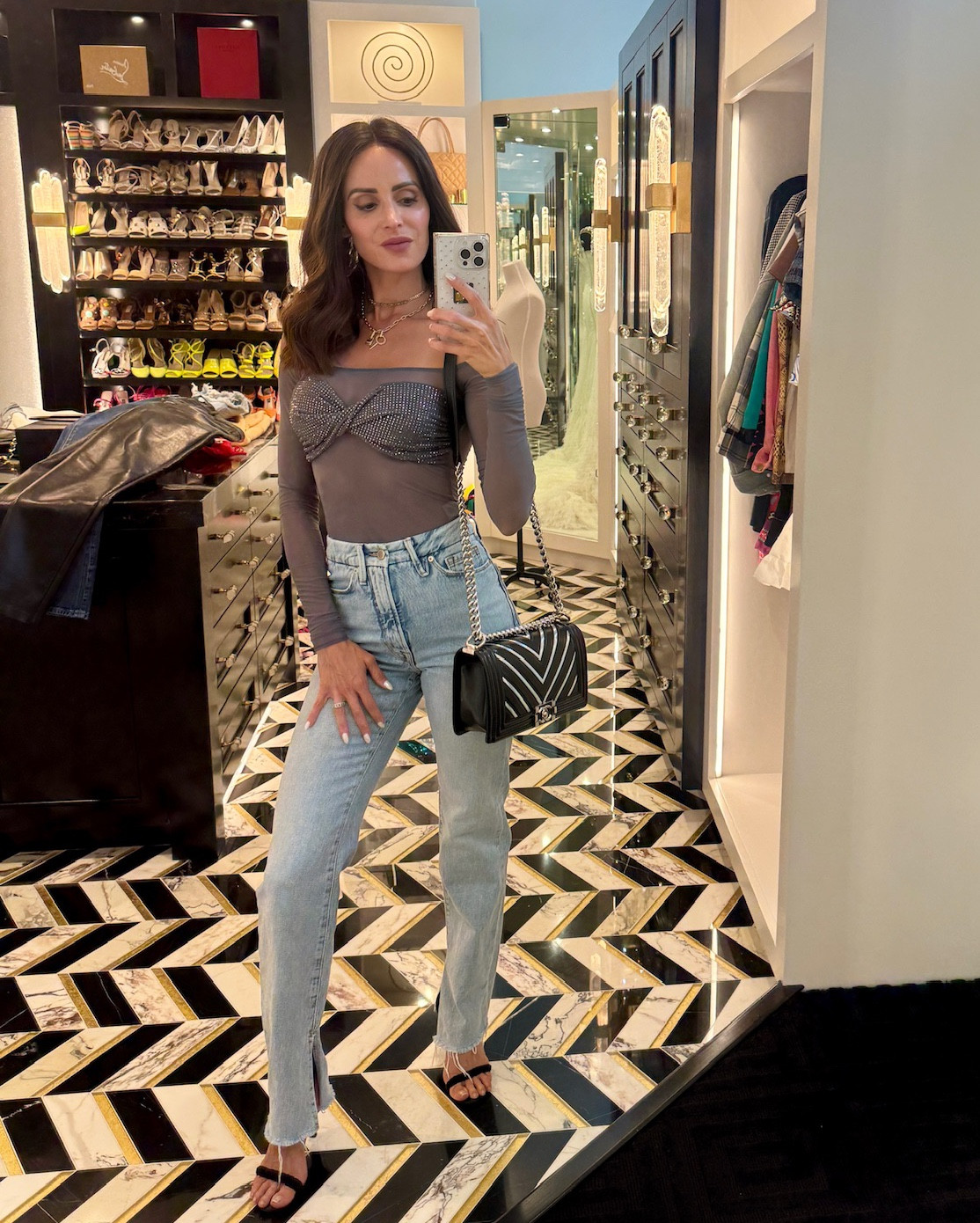 The perfect GNO outfit 🪩 These jeans are my staple from Abercrombie, while the shirt adds the ✨✨ #goingoutoutfit #gno 

#LTKStyleTip #LTKSaleAlert