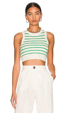 superdown Phoebe Ultra Crop Vest in White & Green from Revolve.com | Revolve Clothing (Global)